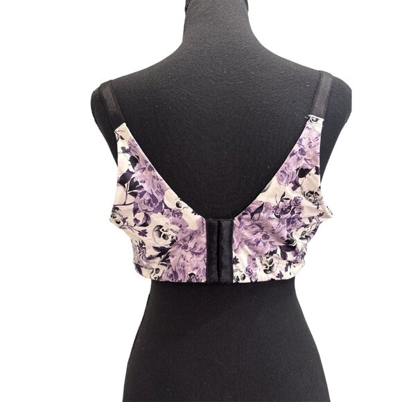 Torrid Curve T Shirt Bra 360 Smoothing Purple Rose Floral Underwire sz 40DDD - Picture 3 of 8
